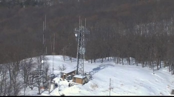 snowy cell tower