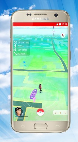 PokeFit for Pokemon Go displays your personal fitness statistics as a small semi-transparent overlay right on the augmented reality display of your mobile device. (PRNewsFoto/P3)
